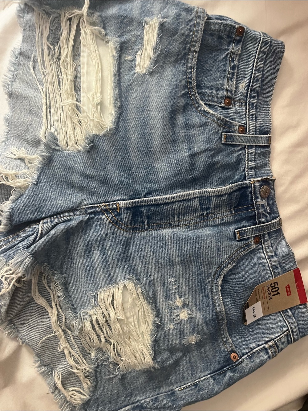 NWT Levi's Light Blue Distressed Denim Jean Shorts